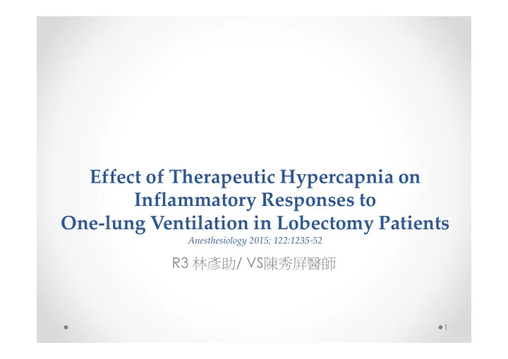 effect of therapeutic hypercapnia on effect of