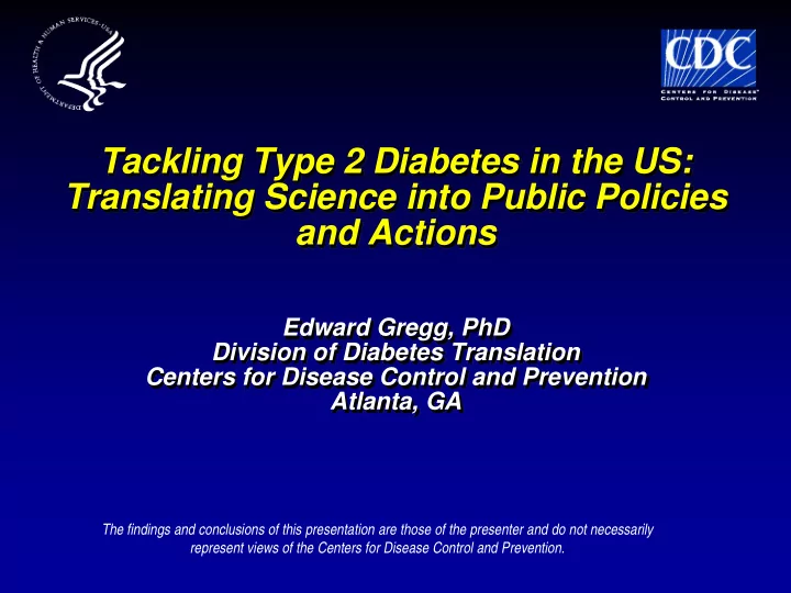 tackling type 2 diabetes in the us translating science