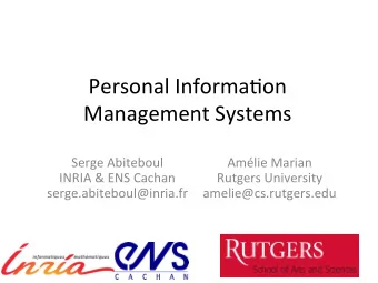 Personal  Informa-on     Management  Systems   Serge  Abiteboul    Amlie