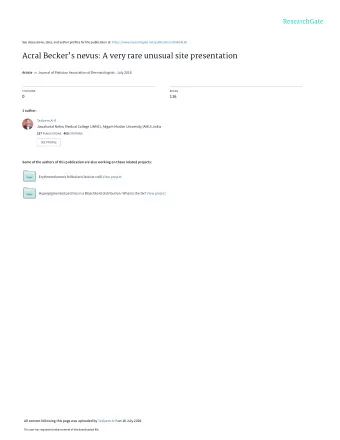 Acral Beckers nevus: A very rare unusual site presentation Article in Journal of Pakistan