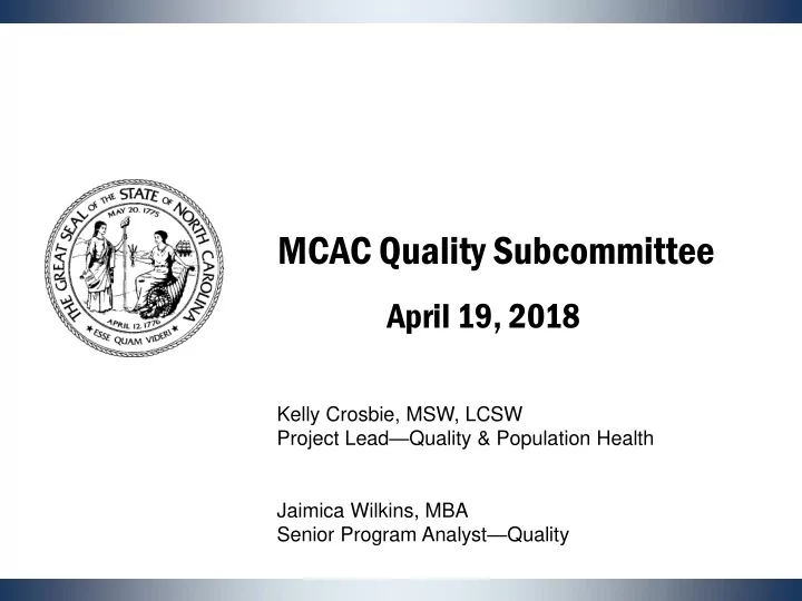 mcac quality subcommittee
