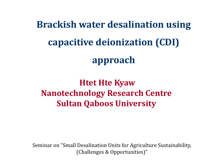 capacitive deionization cdi