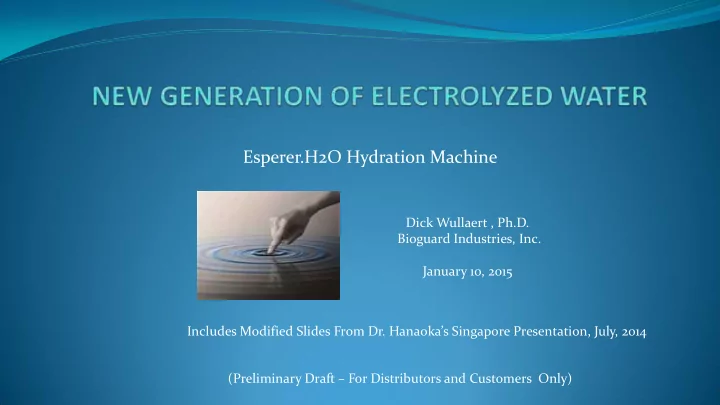 esperer h2o hydration machine