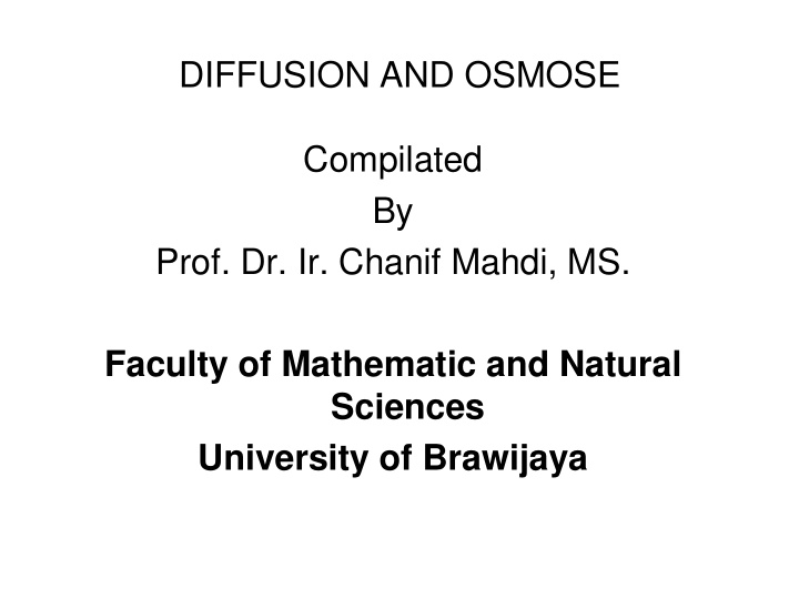 diffusion and osmose