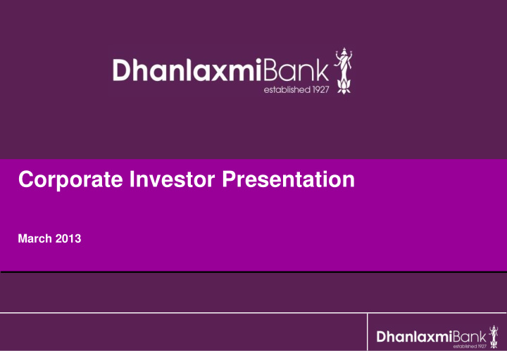 corporate investor presentation