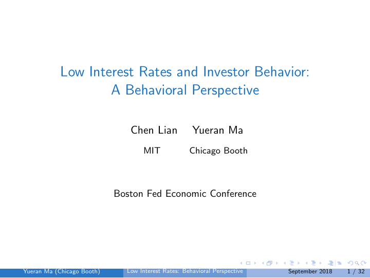 low interest rates and investor behavior a behavioral