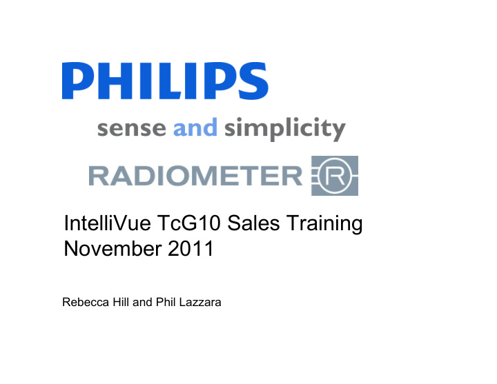 intellivue tcg10 sales training november 2011