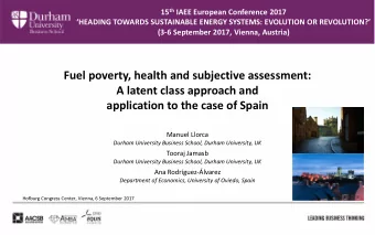 application to the case of Spain  Manuel Llorca  Durham University Business School, Durham