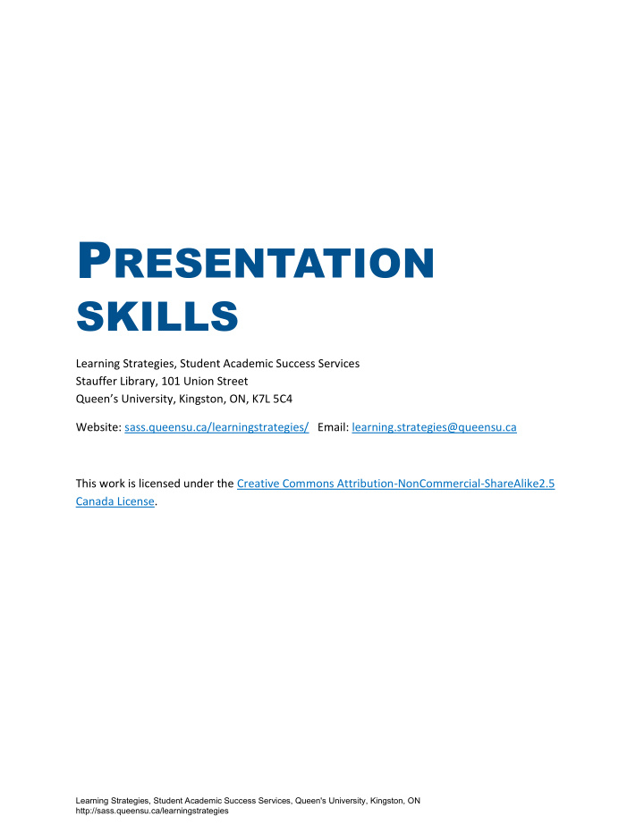p resentation skills learning strategies student academic