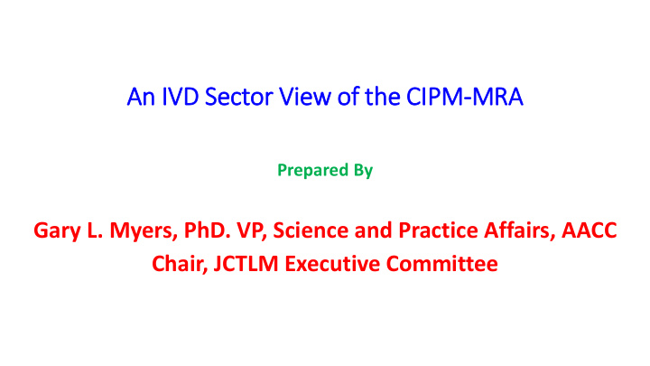 an ivd sector or vi view o of the c e cipm mr mra