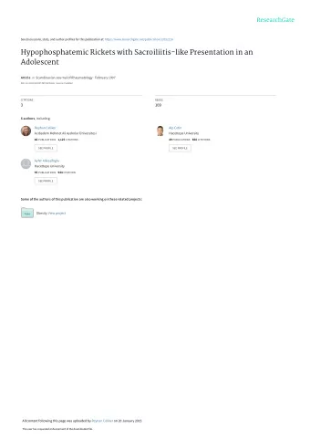 Hypophosphatemic Rickets with Sacroiliitis-like Presentation in an  Adolescent Article in