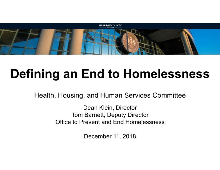 defining an end to homelessness
