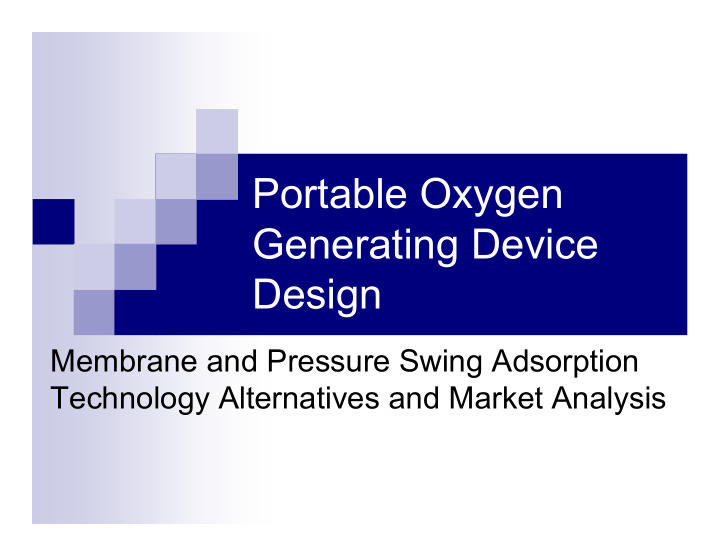 portable oxygen generating device design