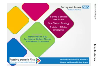 Minute Annex  An Associated University Hospital of  Brighton and Sussex Medical School  Income of