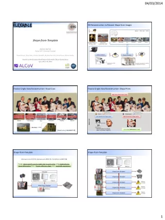 04/03/2014  3D Reconstruction: to Recover Shape from Images [Gibson ~ 1960 ; Marr ~ 1970]
