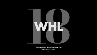 W  O  O  L  W  O  R  T  H  S  H  O  L  D  I  N  G  S  L  I  M  I  T  E  D  2018 Annual Results  1