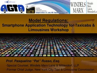 Model Regulations:  Smartphone Application Technology for Taxicabs &amp;  Limousines Workshop
