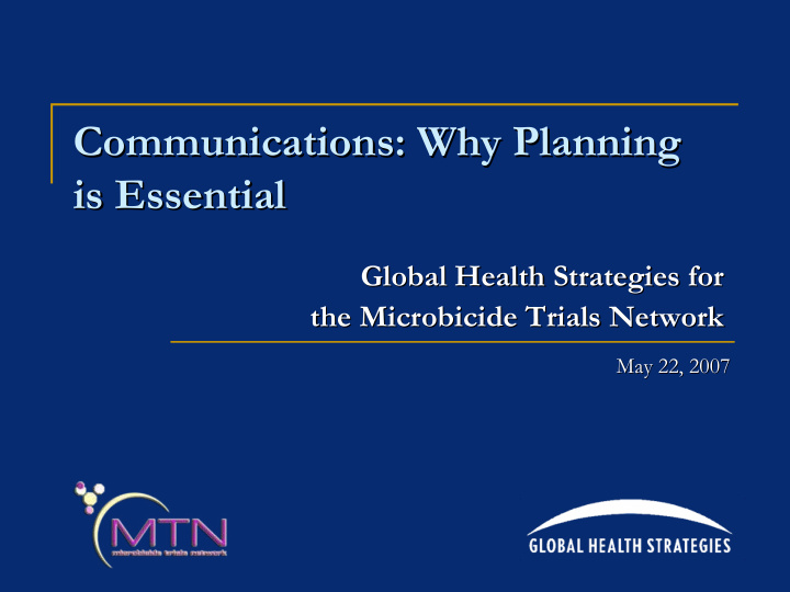 communications why planning communications why planning