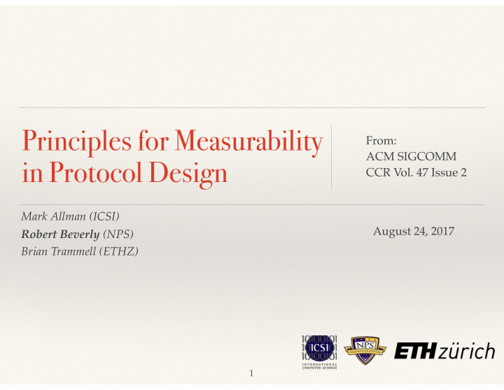 principles for measurability