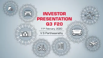 INVESTOR  PRESENTATION  Q3 F20 11 th February, 2020  V S Parthasarathy Economic ENVIRONMENT  US