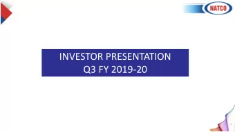 Q3 FY 2019-20  1  DI  DISCLAIMER/IMPORTANT DI  DISCLOSURE  THIS PRESENTATION (PRESENTATION) IS NOT