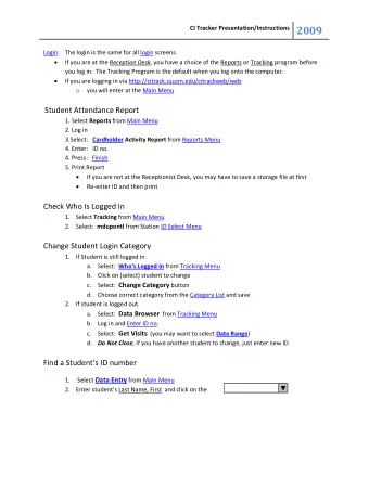 CI Tracker Presentation/Instructions 2009 Login: The login is the same for all login screens.