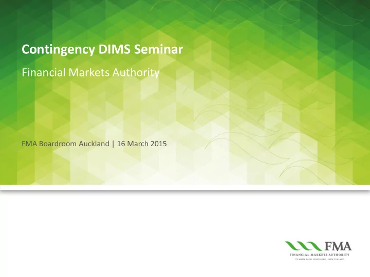 contingency dims seminar