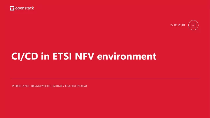 ci cd in etsi nfv environment