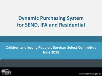 for SEND, IFA and Residential  Children and Young People's Services Select Committee June 2018
