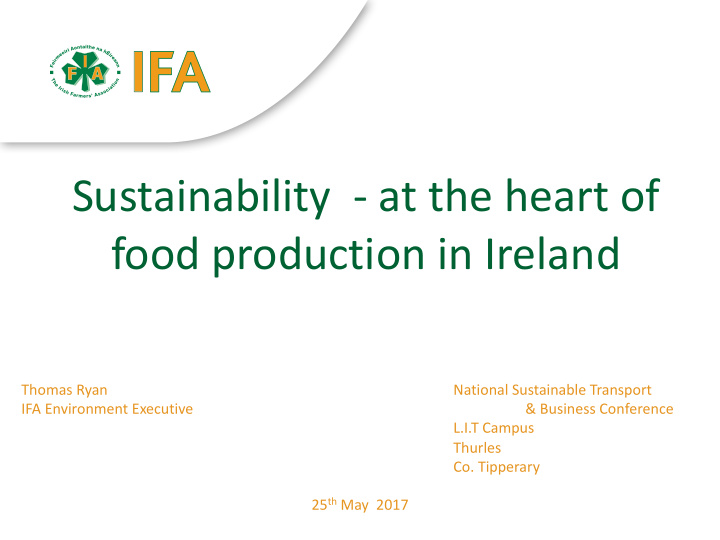 sustainability at the heart of food production in ireland