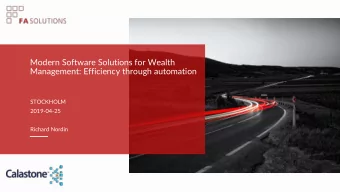 Modern Software Solutions for Wealth  Management: Efficiency through automation  STOCKHOLM