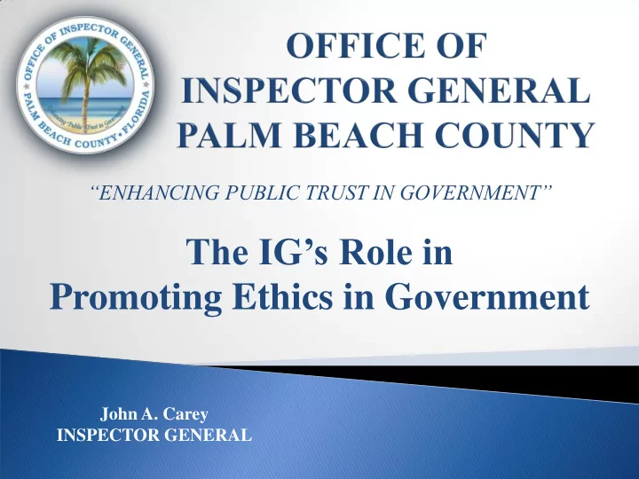 promoting ethics in government