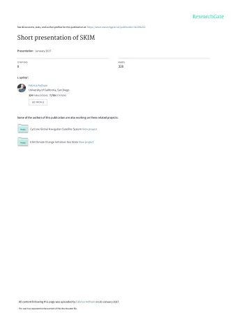 Short presentation of SKIM Presentation  January 2017  CITATIONS  READS  0  320  1 author: