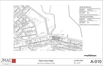 A-010  Location Map  Penn Ave Hotel  Scale:    1&quot; = 100'-0&quot;  4520 Penn Ave, Pittsburgh,