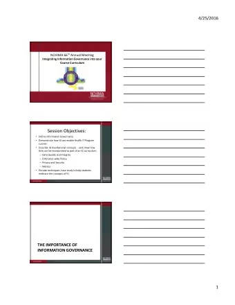 Session Objectives:  Define Information Governance  Demonstrate how IG can enable Health IT