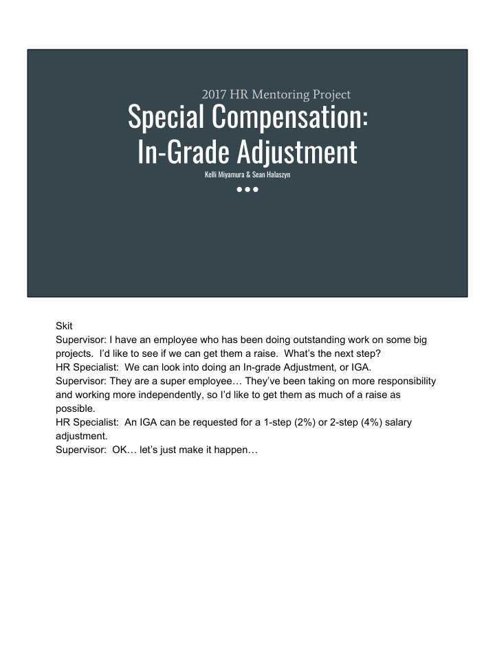 special compensation in grade adjustment