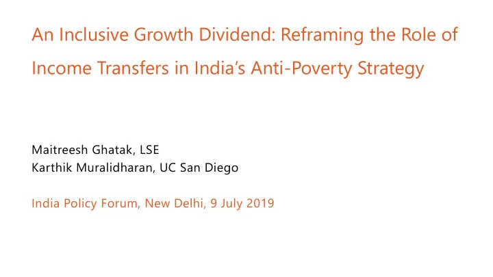 an inclusive growth dividend reframing the role of
