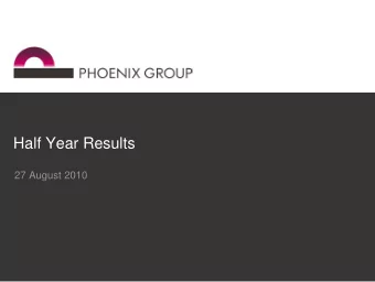 Half Year Results  27 August 2010  Agenda    Introduction  -  Ron Sandler, Chairman