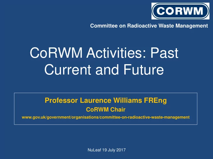 corwm activities past