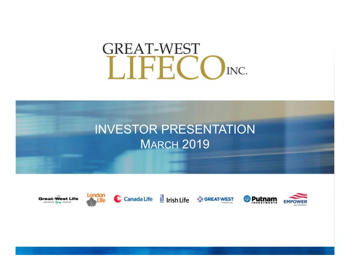 investor presentation m arch 2019 cautionary notes