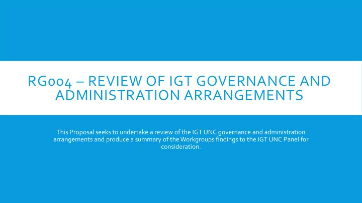 administration arrangements