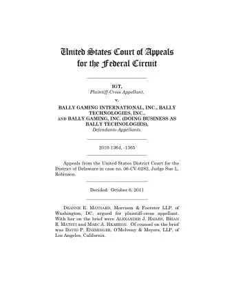 United States Court of Appeals  for the Federal Circuit  __________________________  IGT,