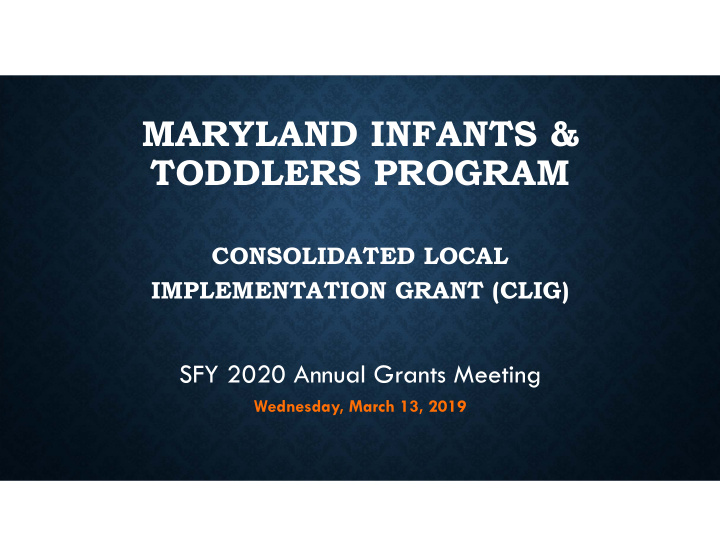 maryland infants amp toddlers program
