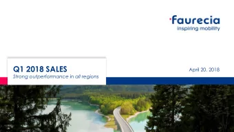 Q1 2018 SALES  April 20, 2018  Strong outperformance in all regions  Q1 2018 Sales - Key Facts