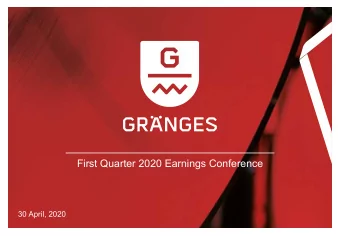 First Quarter 2020 Earnings Conference  30 April, 2020  Todays presenters  JOHAN  OSKAR  MENCKEL