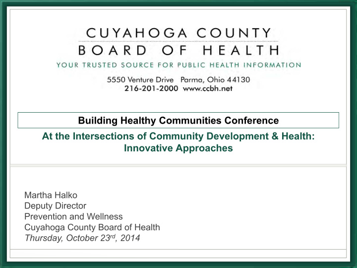 building healthy communities conference at the
