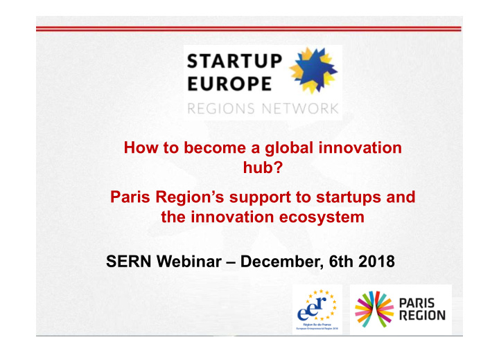 how to become a global innovation hub paris region s