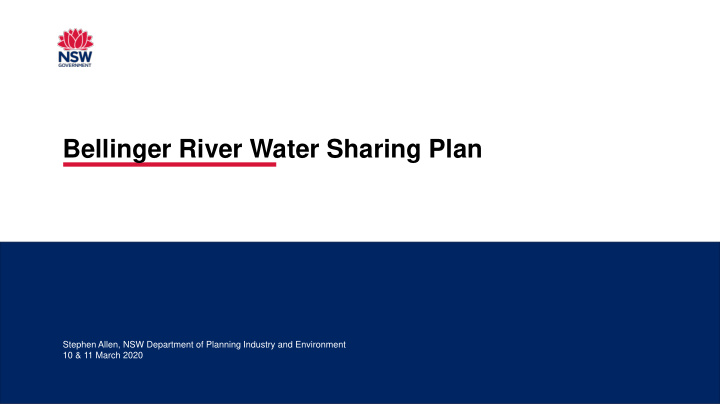 bellinger river water sharing plan