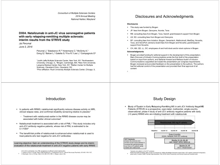 disclosures and acknowledgments