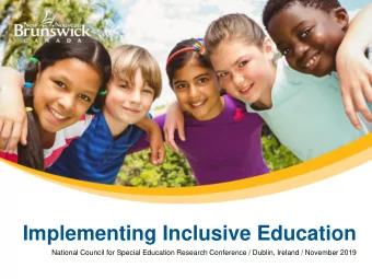 Implementing Inclusive Education  National Council for Special Education Research Conference /